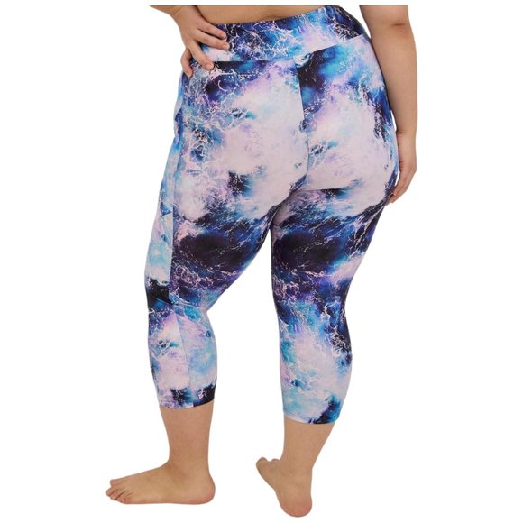 TORRID SWIM High-Rise Pocket Active Capri Legging Ocean Waves Size 0 LARGE NEW - Picture 3 of 5